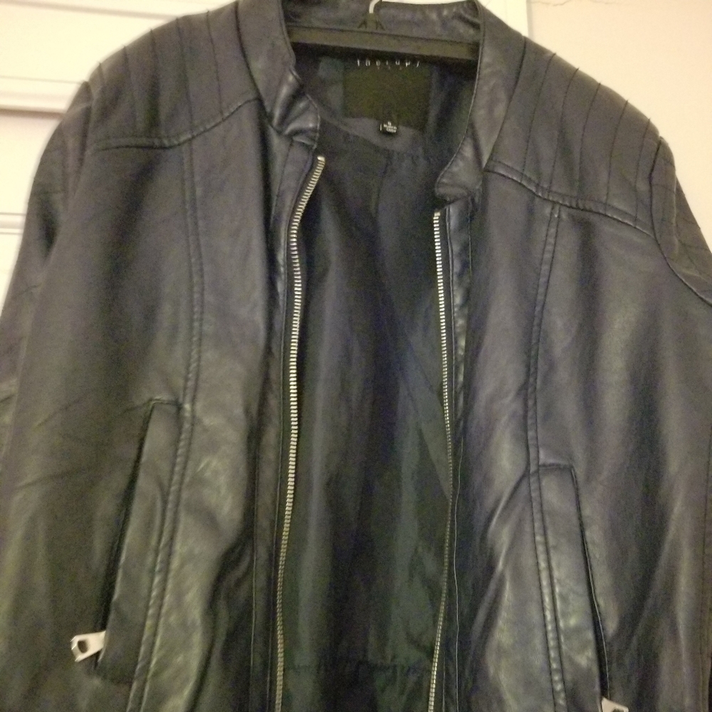 Blue leather jacket